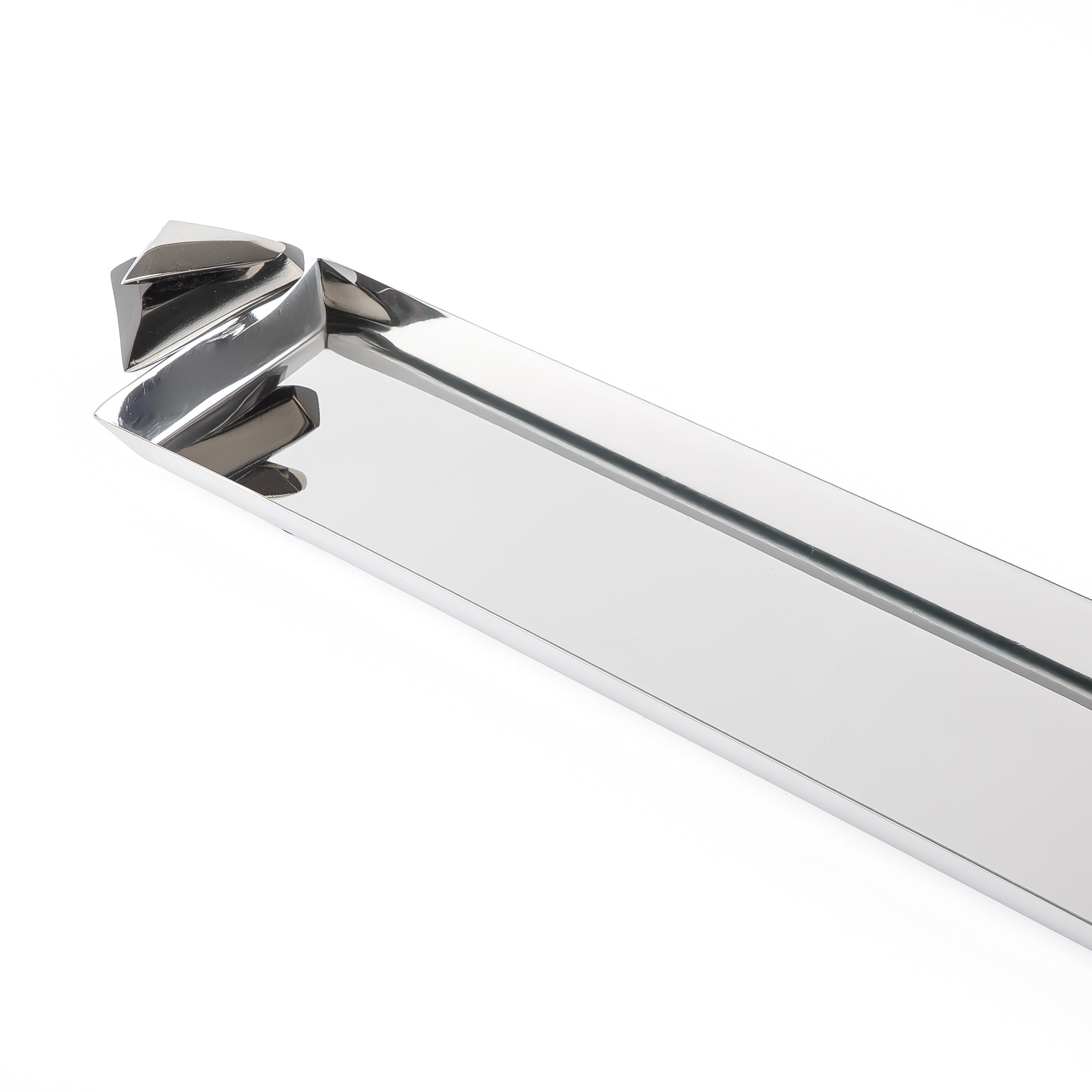 Long Metal Serving Tray Silver & Black - Large