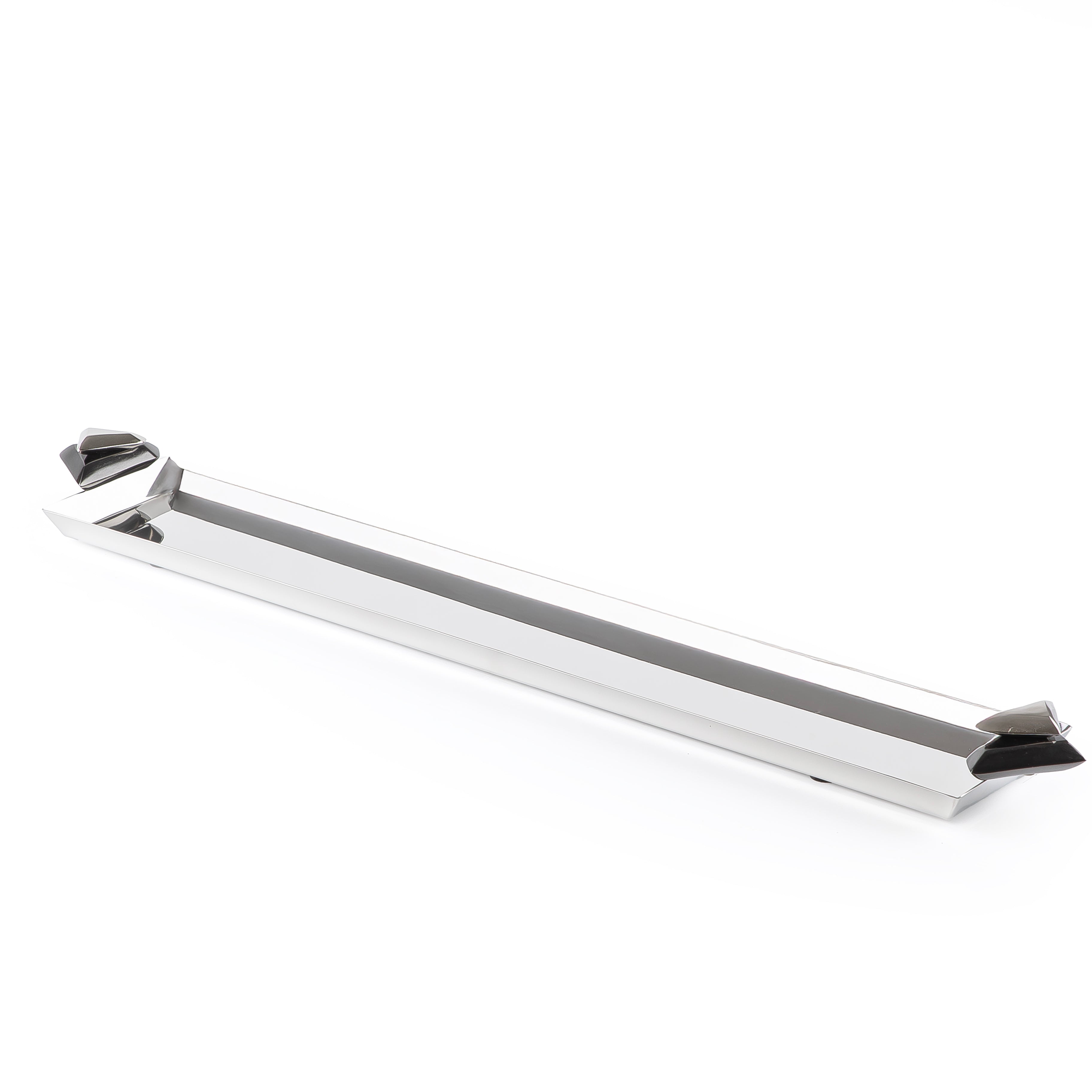 Long Metal Serving Tray Silver & Black - XLarge