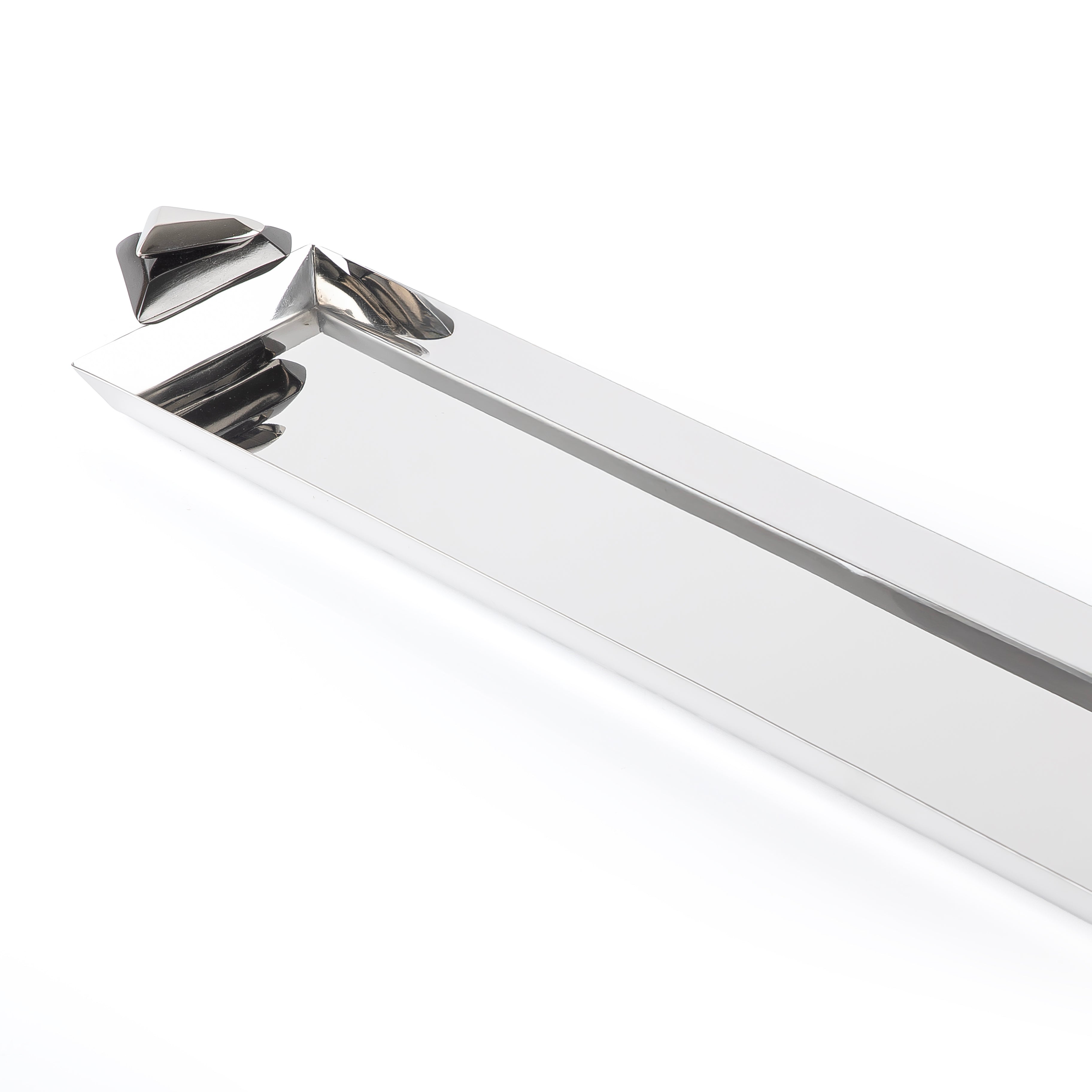 Long Metal Serving Tray Silver & Black - XLarge