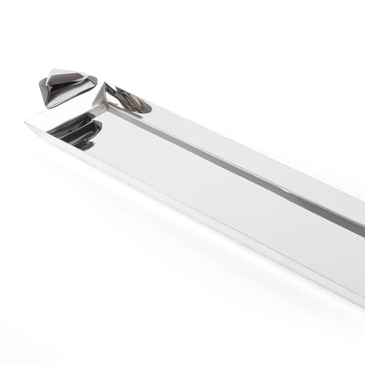 Long Metal Serving Tray Silver & Black - XLarge