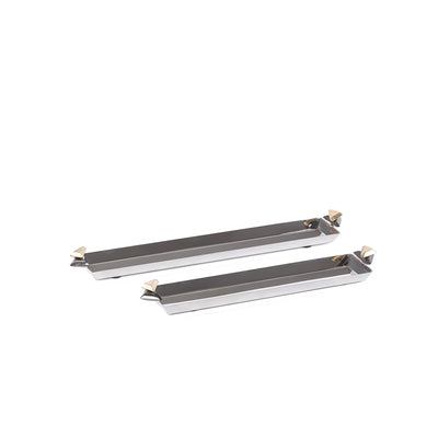 طقم مكون من 2 صينية معدن طويلة للتقديم مع بوكس هدايا - ذهبي & أسود