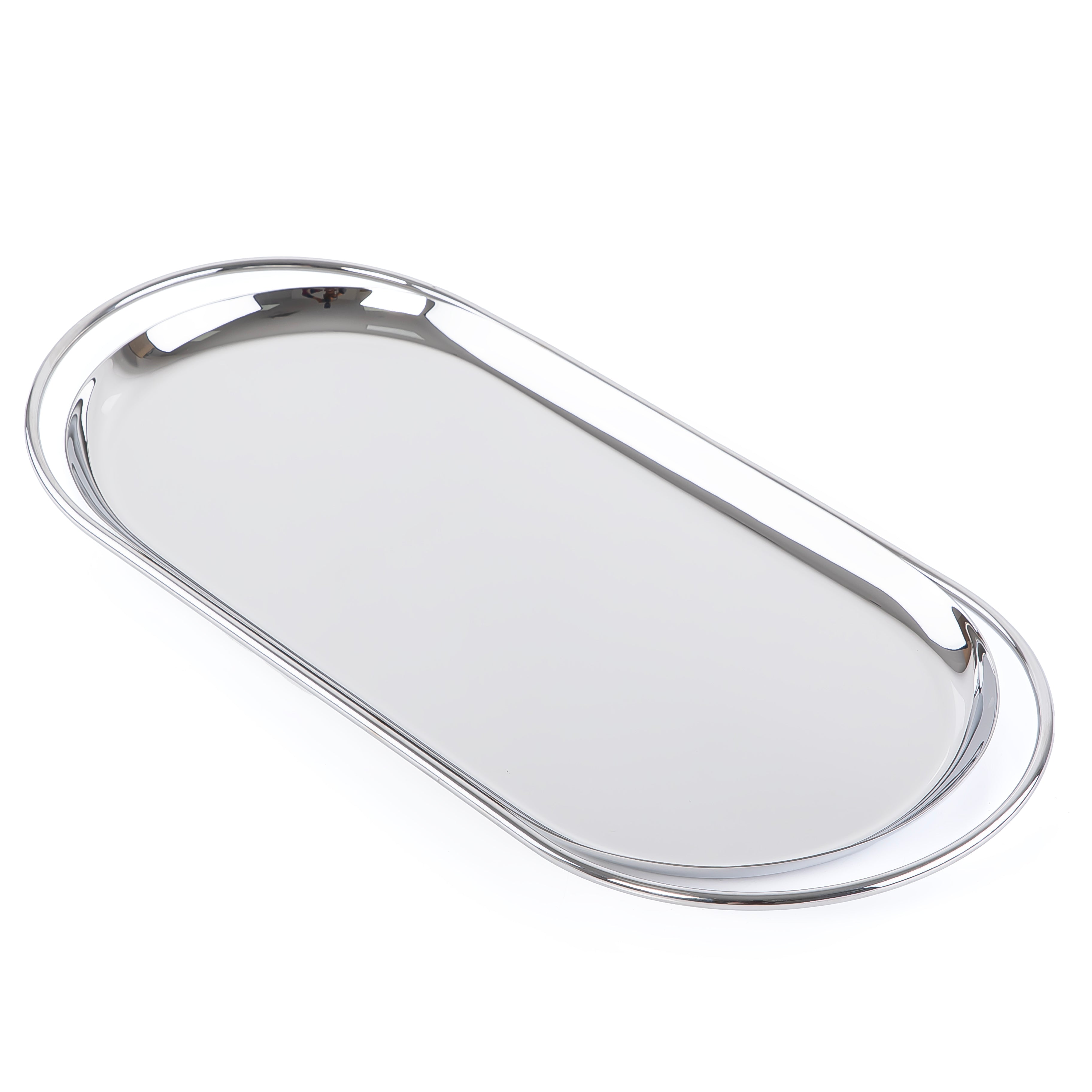Oval Stainless Steel silver tray large