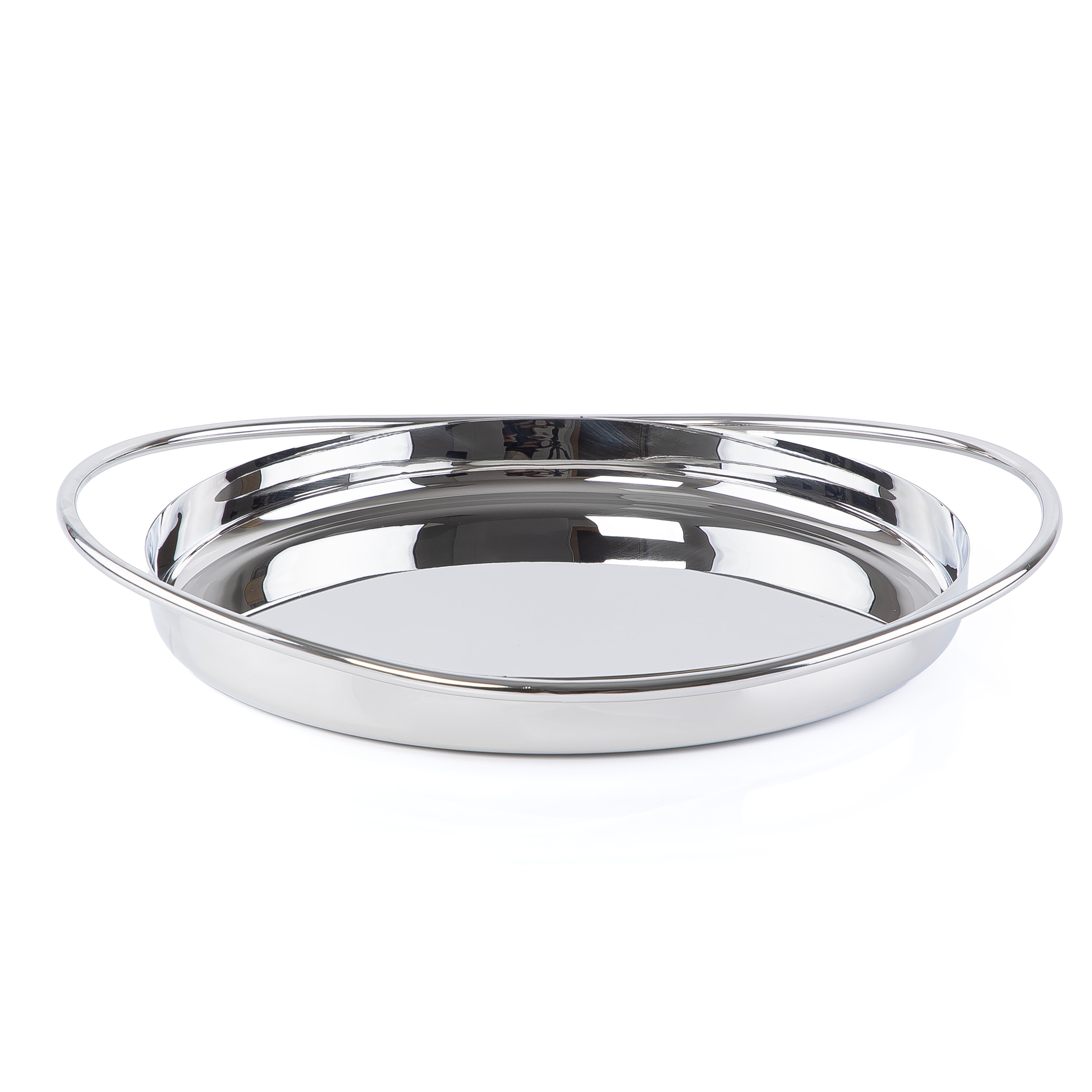 طبق تقديم من الإستانلس ستيل - فضي كبير 