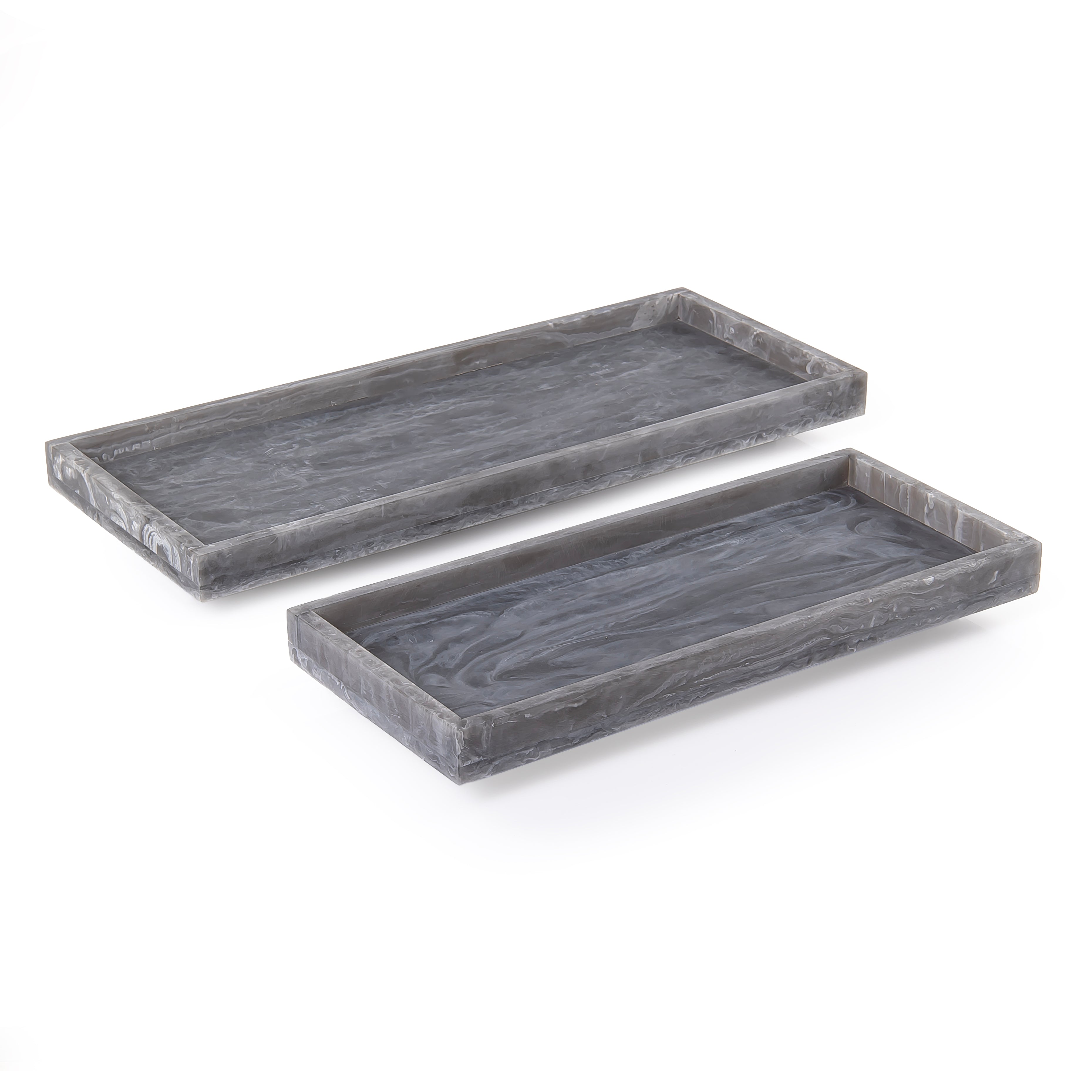Set of 2 Rectangular Resin Serving Trays