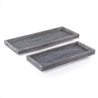 Set of 2 Rectangular Resin Serving Trays