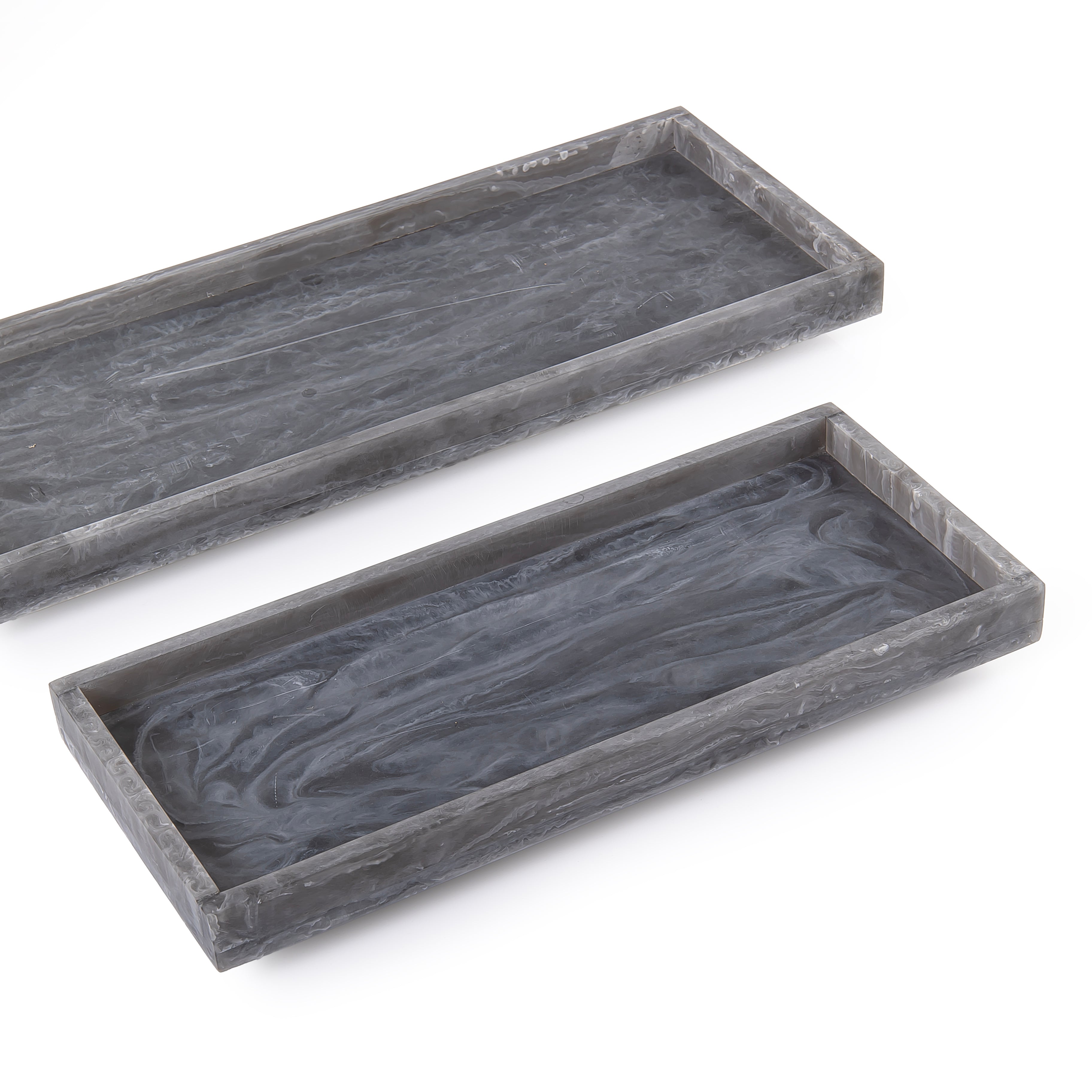 Set of 2 Rectangular Resin Serving Trays