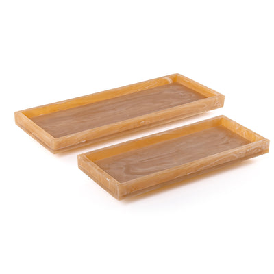 Set of 2 Rectangular Resin Serving Trays