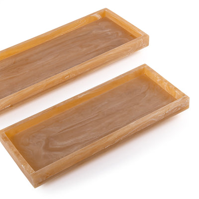 Set of 2 Rectangular Resin Serving Trays