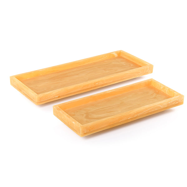 طقم 2 صواني تقديم من الريزن بتصميم مستطيل