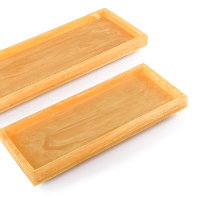 Set of 2 Rectangular Resin Serving Trays