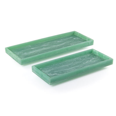 Set of 2 Rectangular Resin Serving Trays