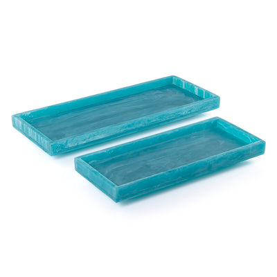 Set of 2 Rectangular Resin Serving Trays