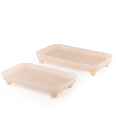 Set of 2 Resin Serving Trays with  Spherical Bases