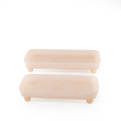 Set of 2 Resin Serving Trays with  Spherical Bases