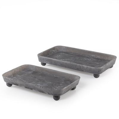Set of 2 Resin Serving Trays with  Spherical Bases