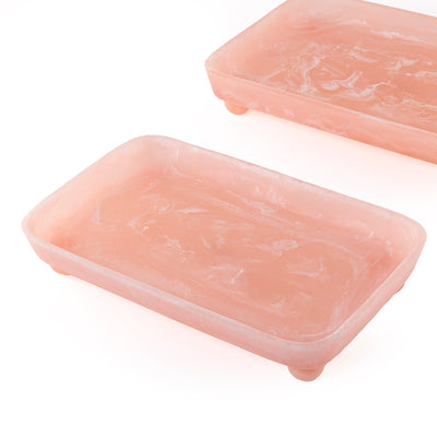 Set of 2 Resin Serving Trays with  Spherical Bases