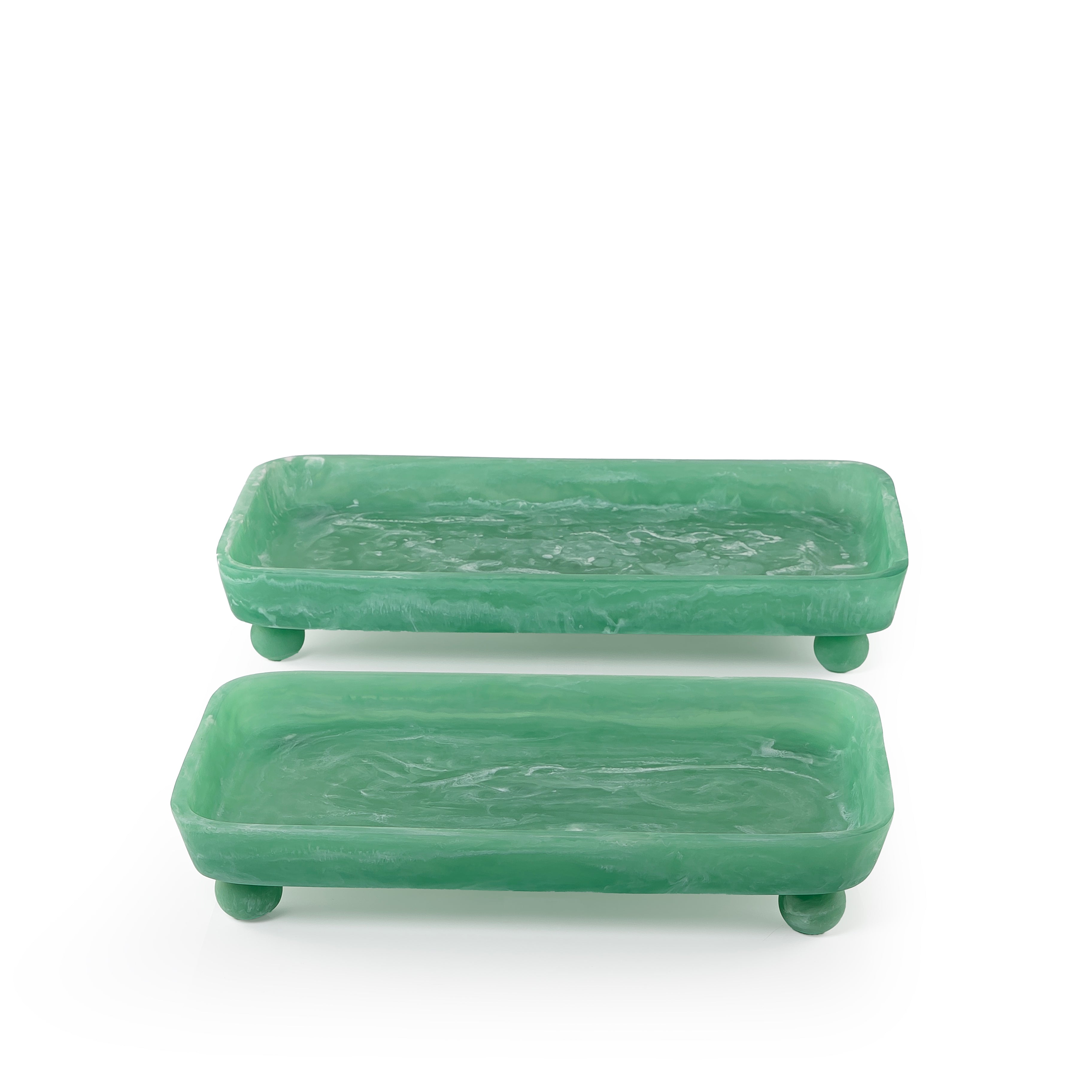 Set of 2 Resin Serving Trays with  Spherical Bases