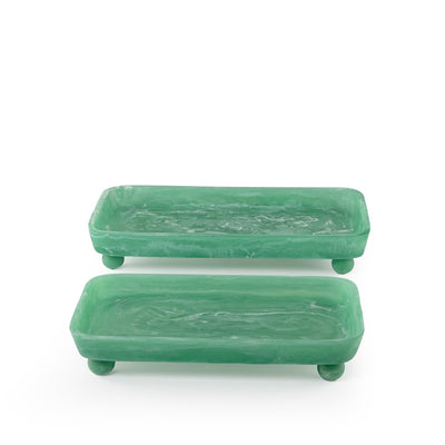 Set of 2 Resin Serving Trays with  Spherical Bases