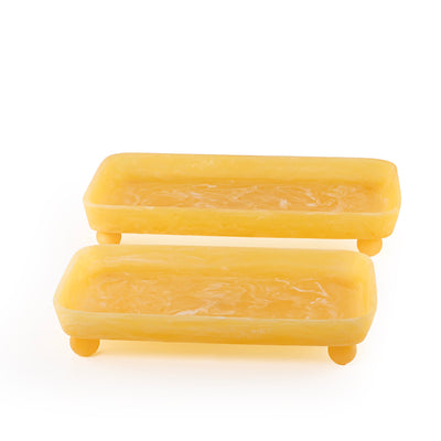 Set of 2 Resin Serving Trays with  Spherical Bases