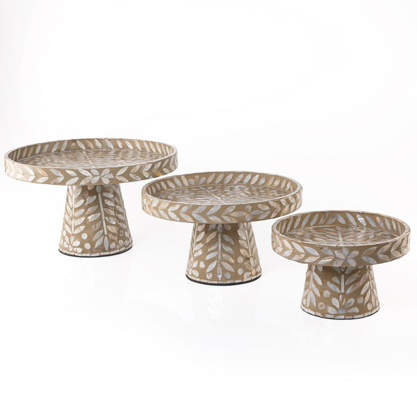 طقم 3 استاند تقديم من الصدف  بتصميم دائري