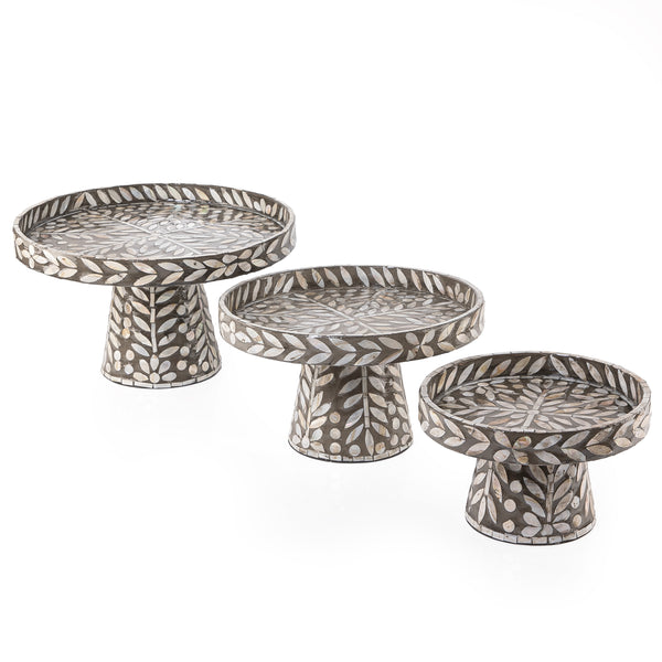 طقم 3 استاند تقديم من الصدف  بتصميم دائري