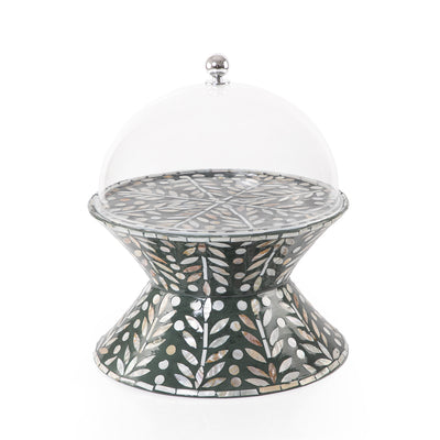 Mother of Pearl Double-Sided Cake Stand with Acrylic Lid - Medium