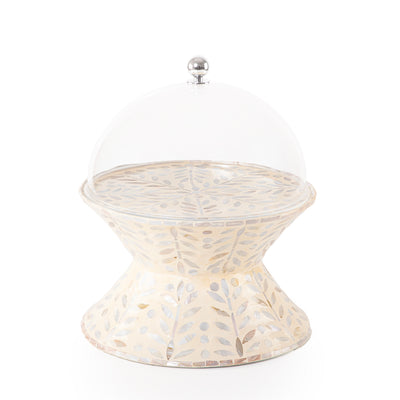Mother of Pearl Double-Sided Cake Stand with Acrylic Lid - Medium