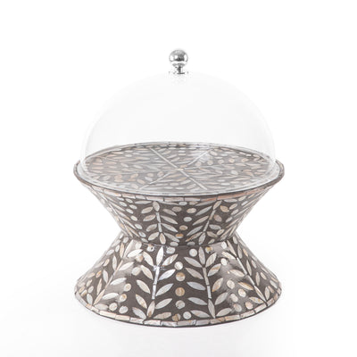 Mother of Pearl Double-Sided Cake Stand with Acrylic Lid - Medium