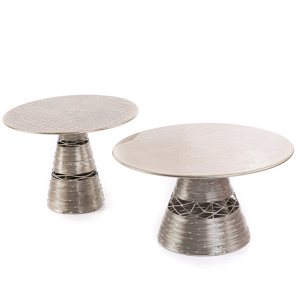 Set of Metal Stands with Modern Decorated Base