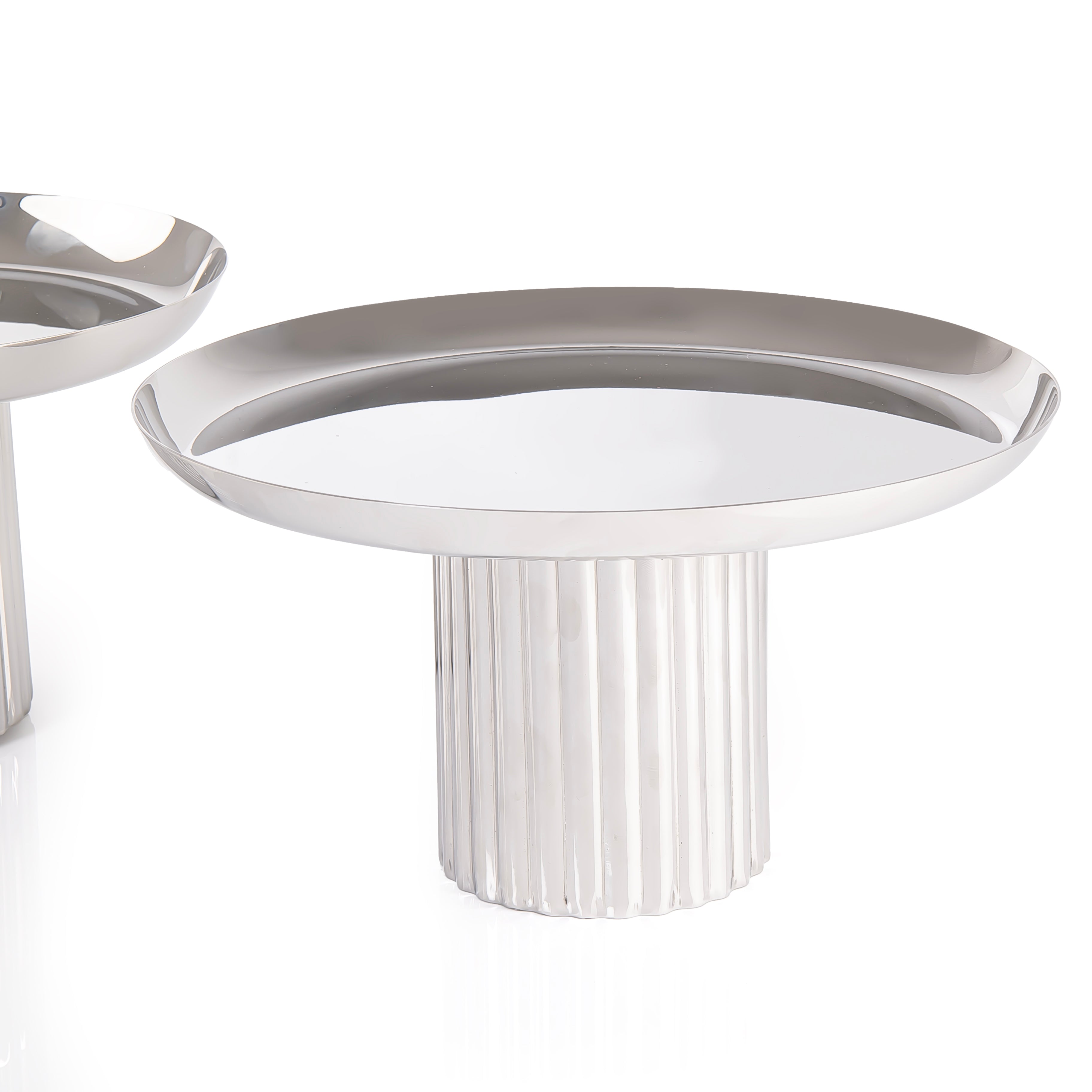 طقم 2 استاند تقديم من الستانلس ستيل بتصميم بيضاوي ودائري