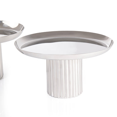 طقم 2 استاند تقديم من الستانلس ستيل بتصميم بيضاوي ودائري