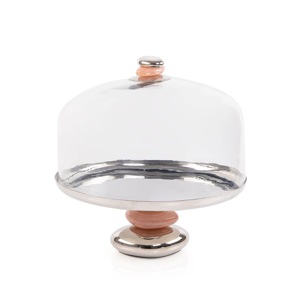 Circular Metal Stand with Glass Cover and Raised Base - Medium