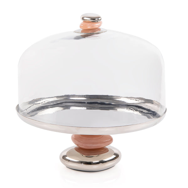 Circular Metal Stand with Glass Cover and Raised Base - Large