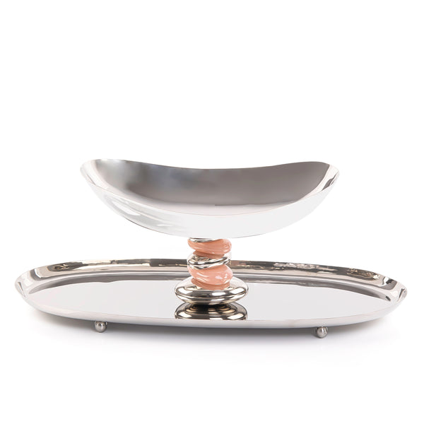 Metal Stand with Top Bowl and Oval Base