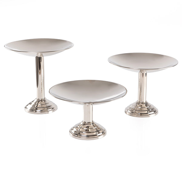 Set of 3 Stainless Steel Cake Stand with Cylindrical Base