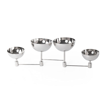 حامل تقديم من الإستانلس ستيل مع 4 أوعية