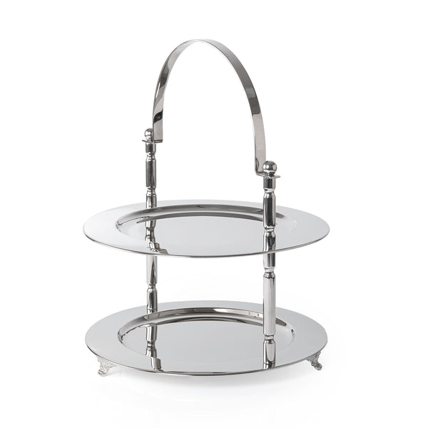 Stainless Steel Serving Stand with Two Round Dishes