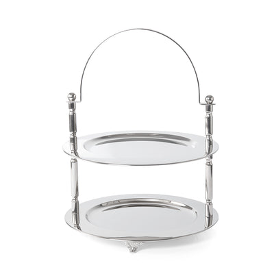 Stainless Steel Serving Stand with Two Round Dishes