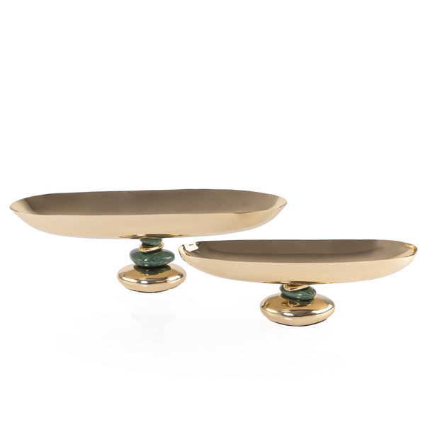 Set of 2 Oval  Metal Stand with Tiered Base