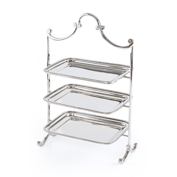 Stainless steel three tiers stand - silver