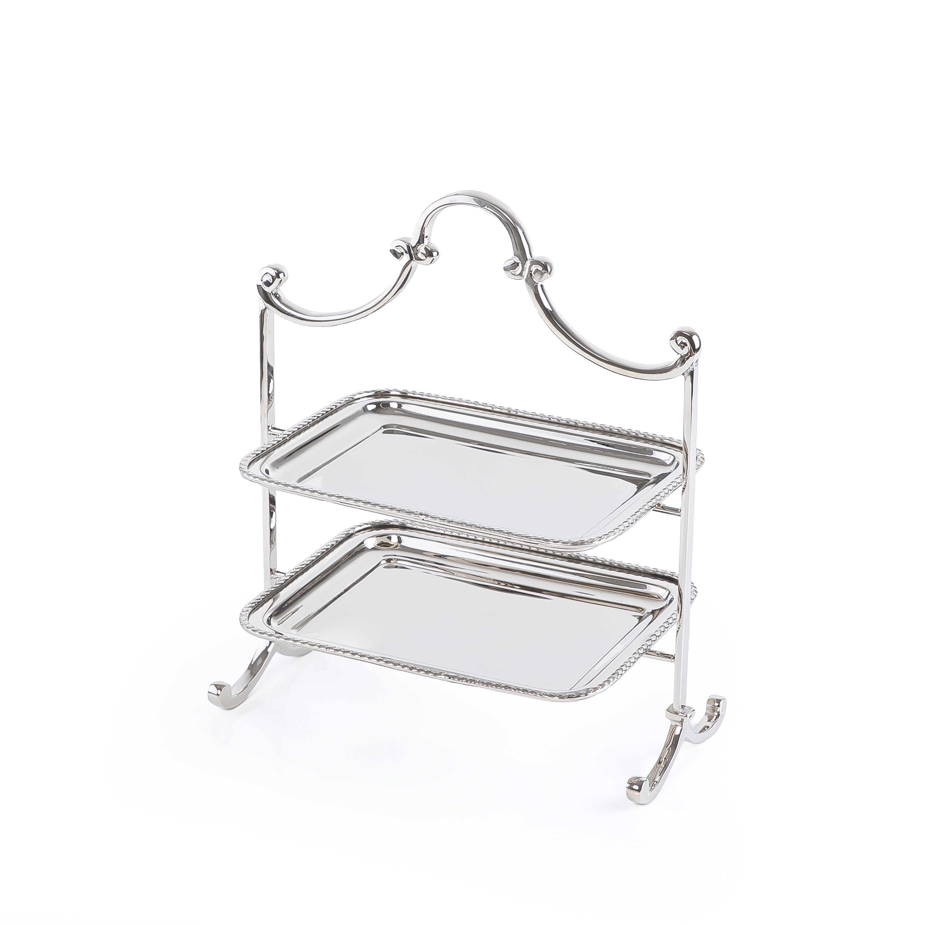 Stainless steel two tiers stand - silver small