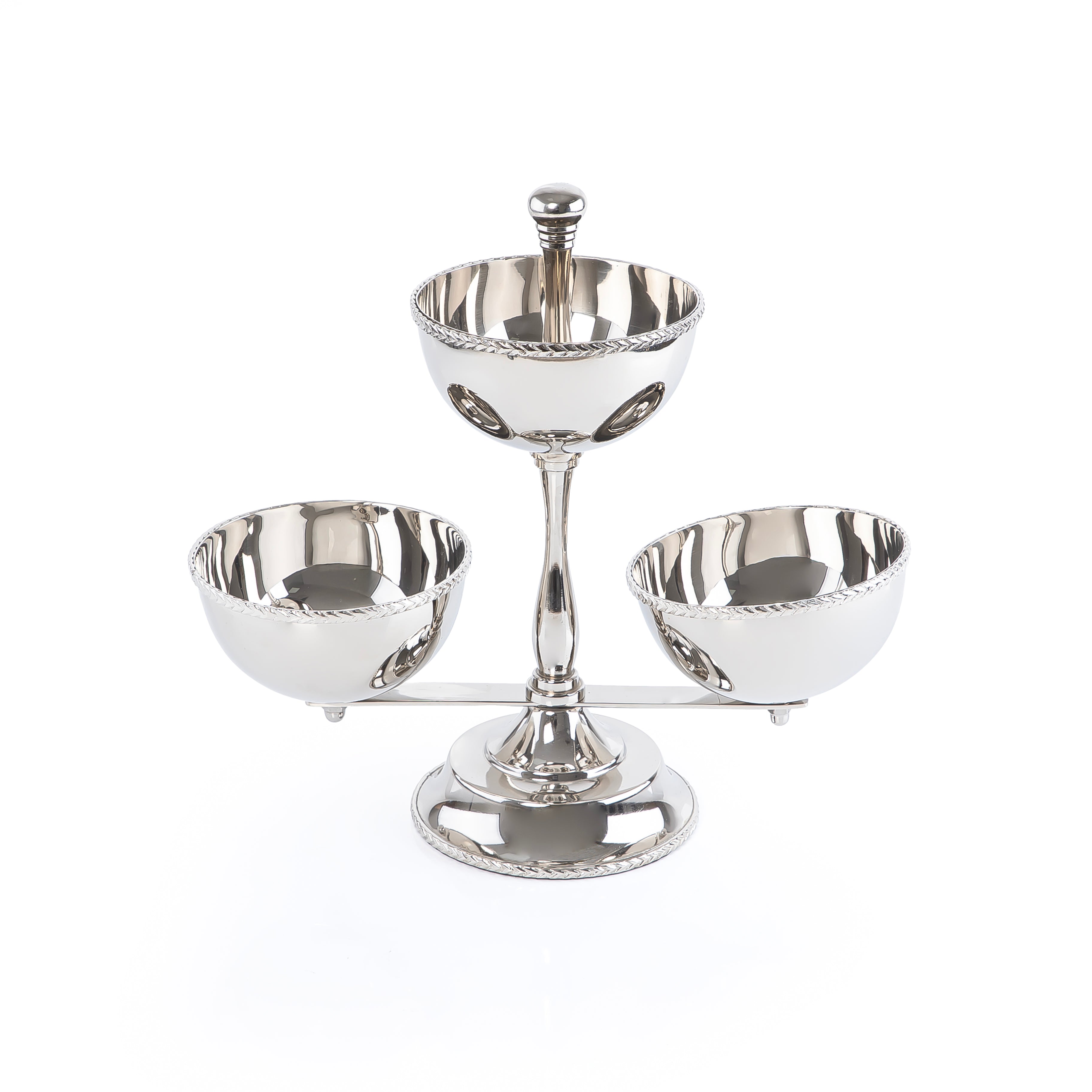 Shiny Metal 3-Tires Serving Bowls Stand