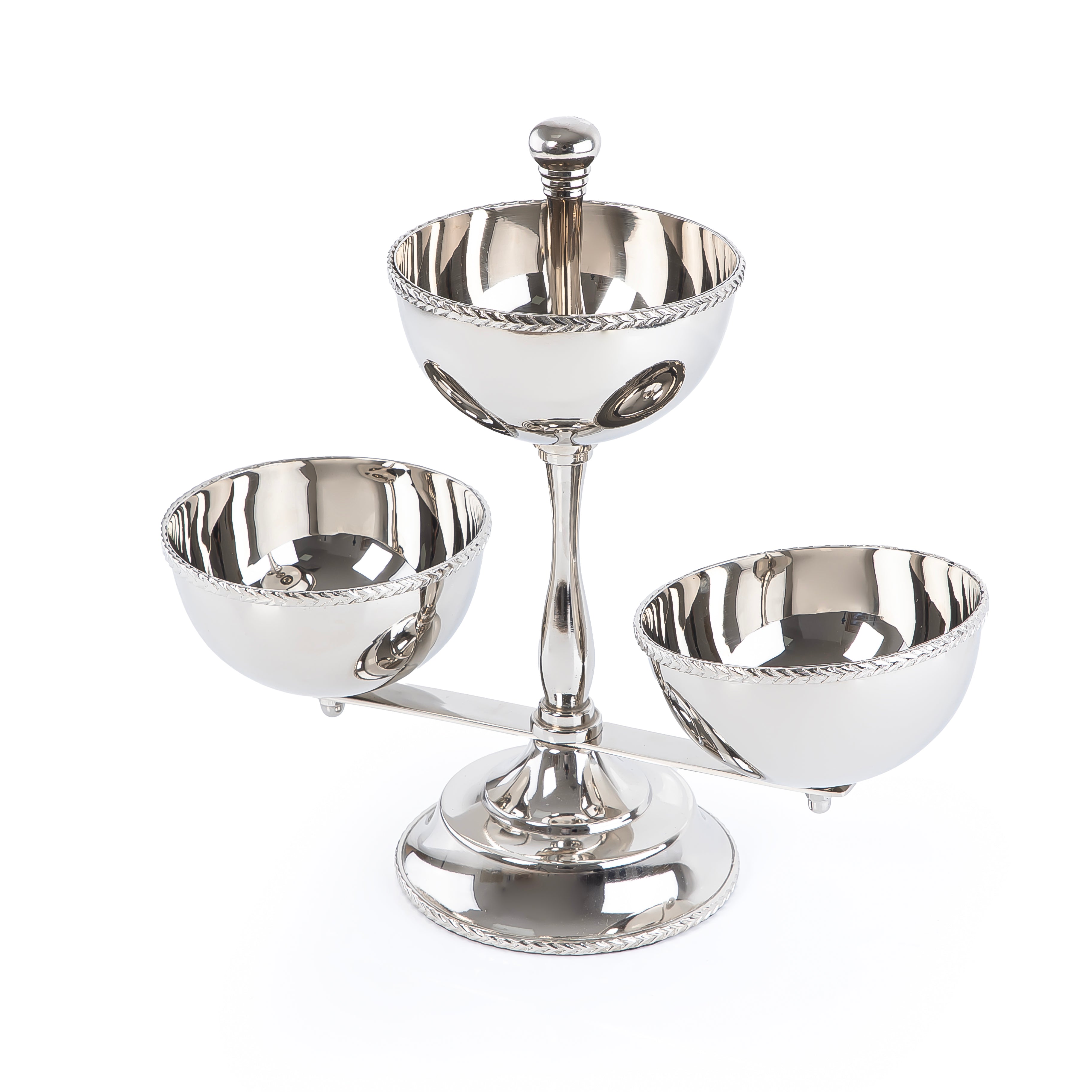 Shiny Metal 3-Tires Serving Bowls Stand