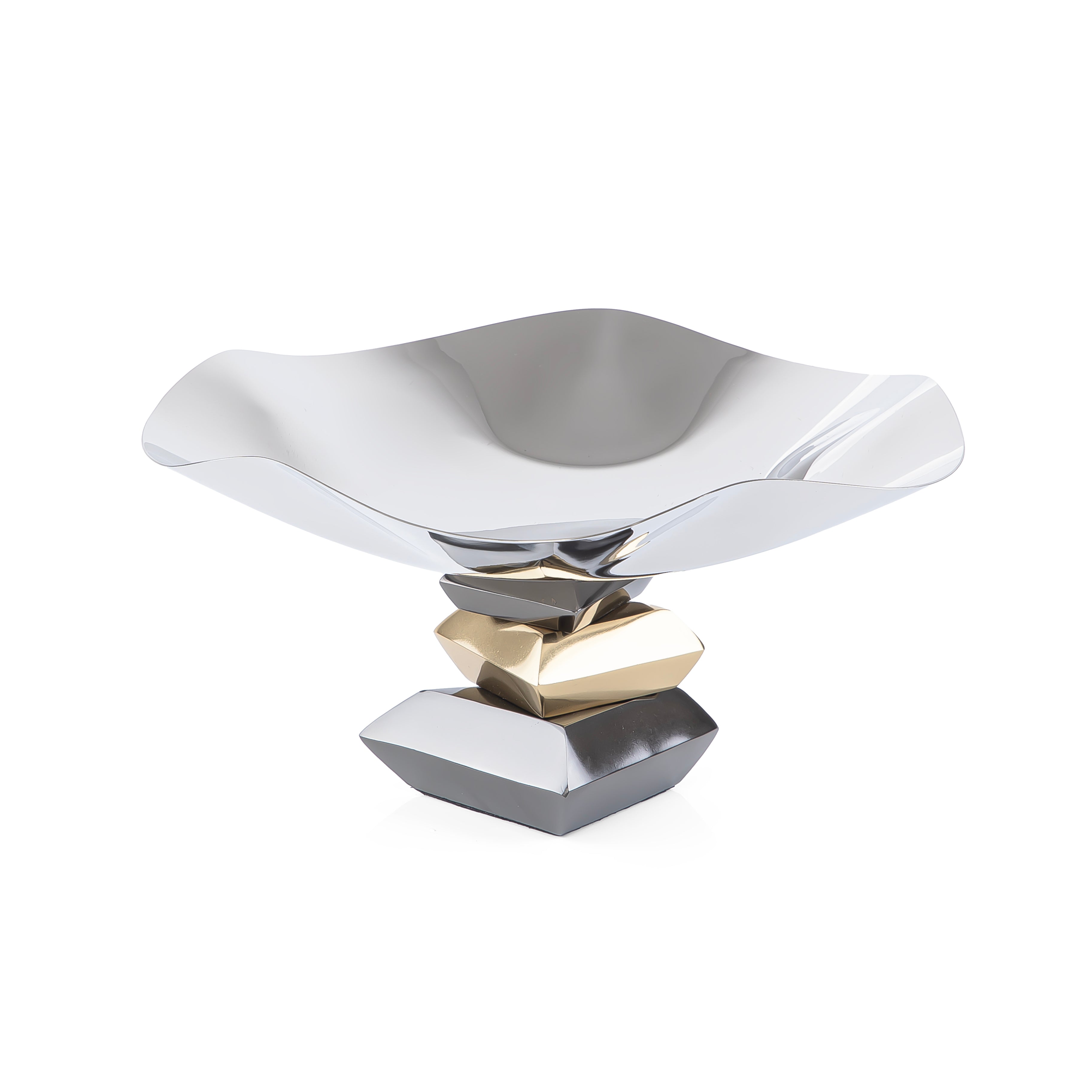 Metal cake stand -silver and gold large