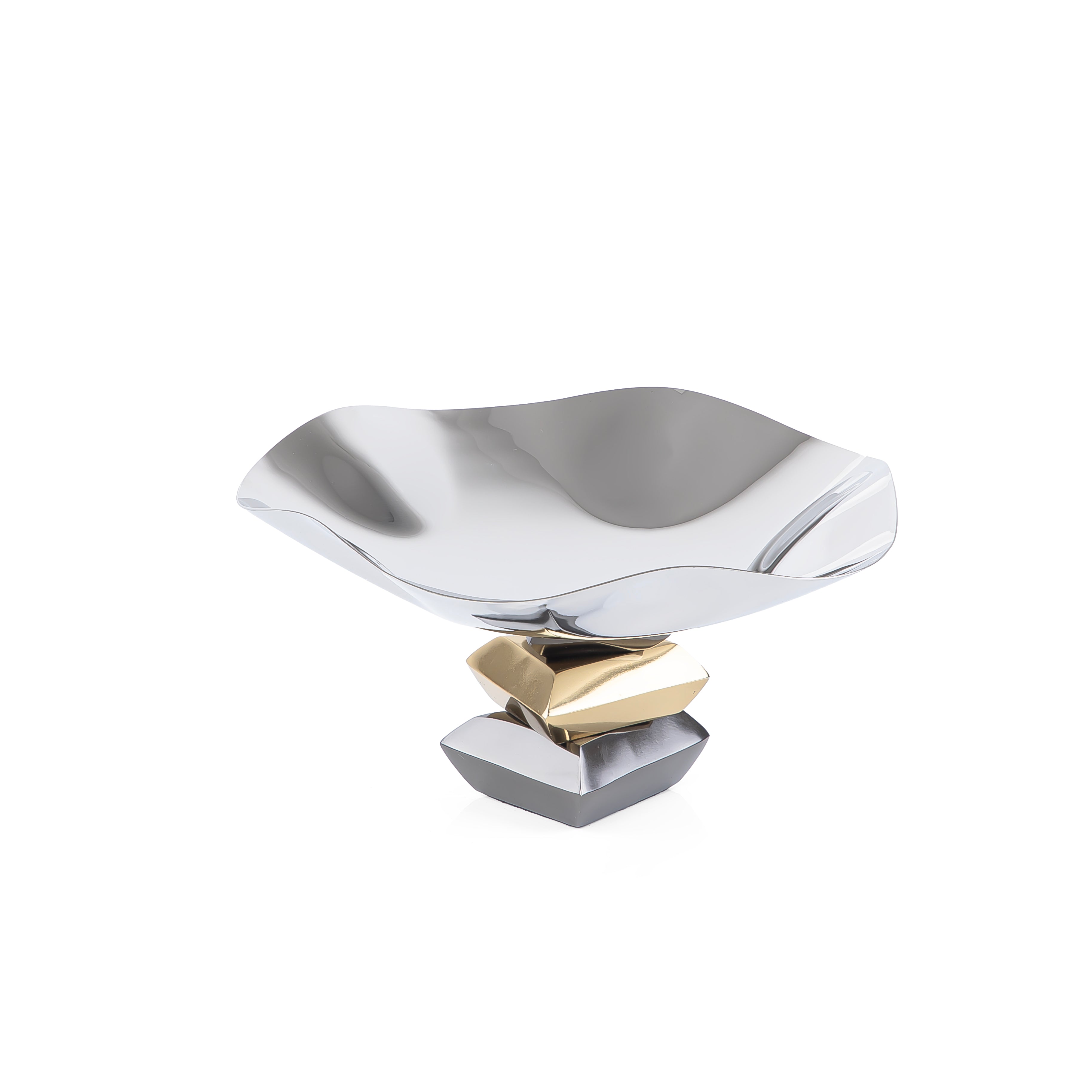 Metal cake stand -silver and gold small