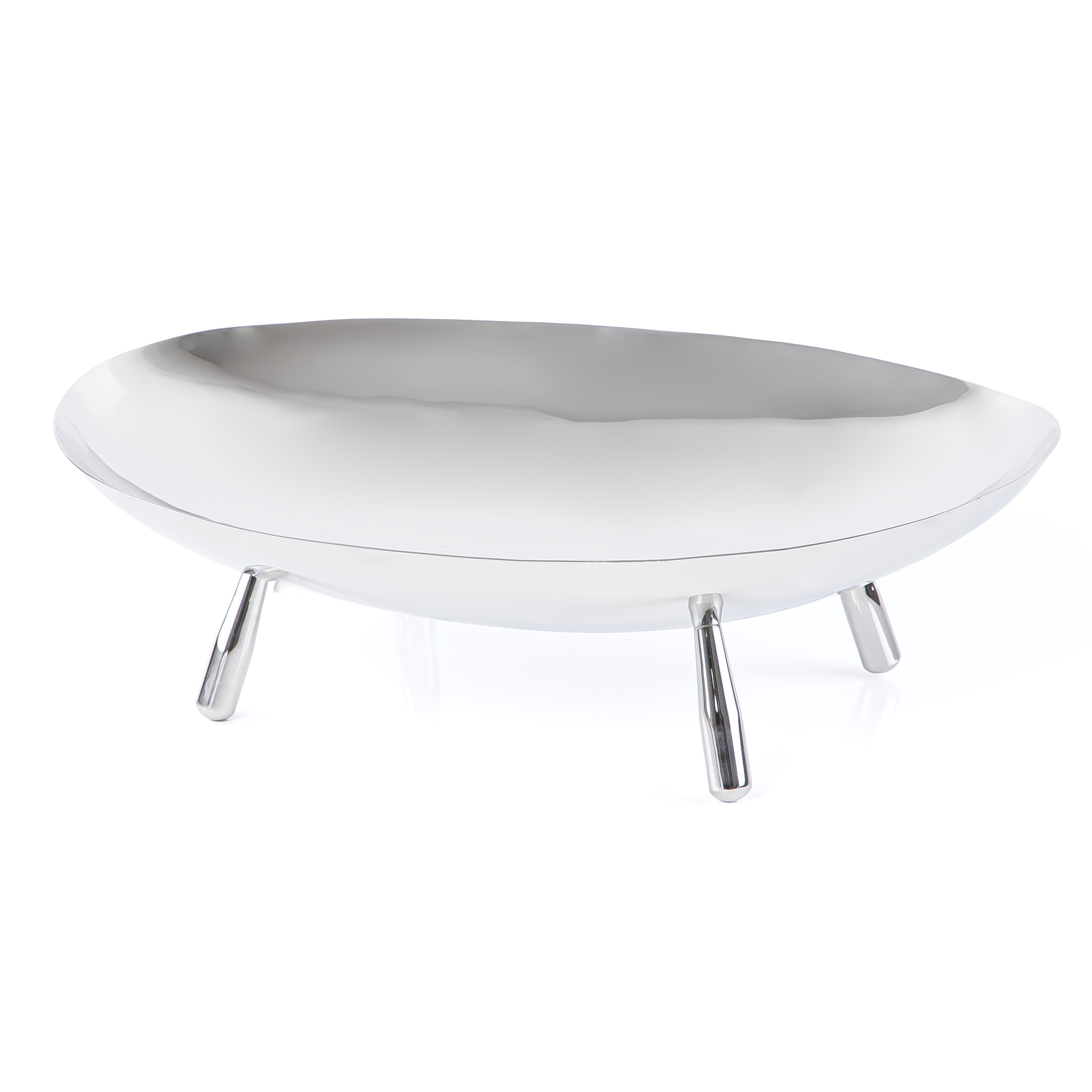 Oval metal stand with legs - silver large
