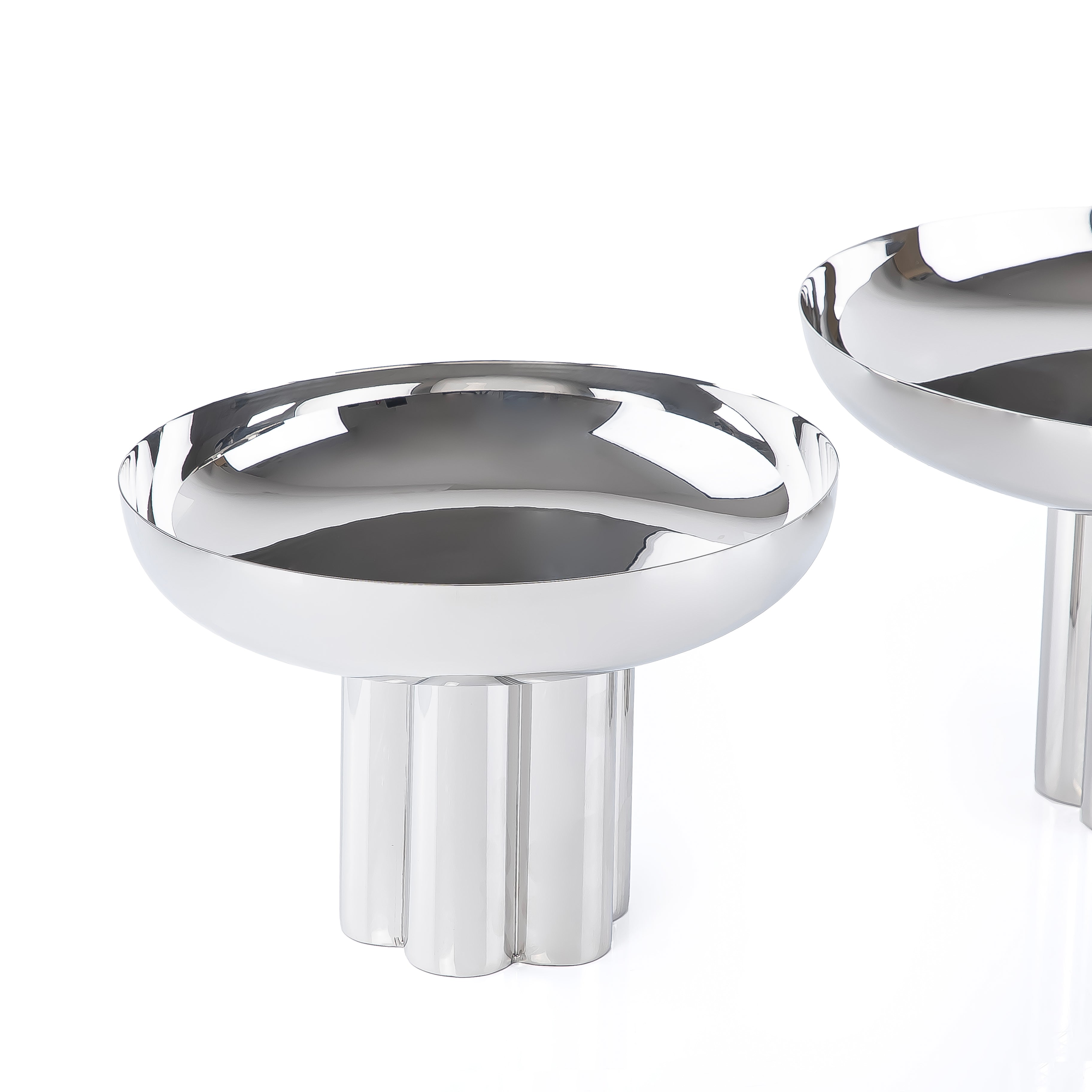 طقم مكون من 2 ستاند تقديم دائري معدن مع بوكس هدايا - فضي