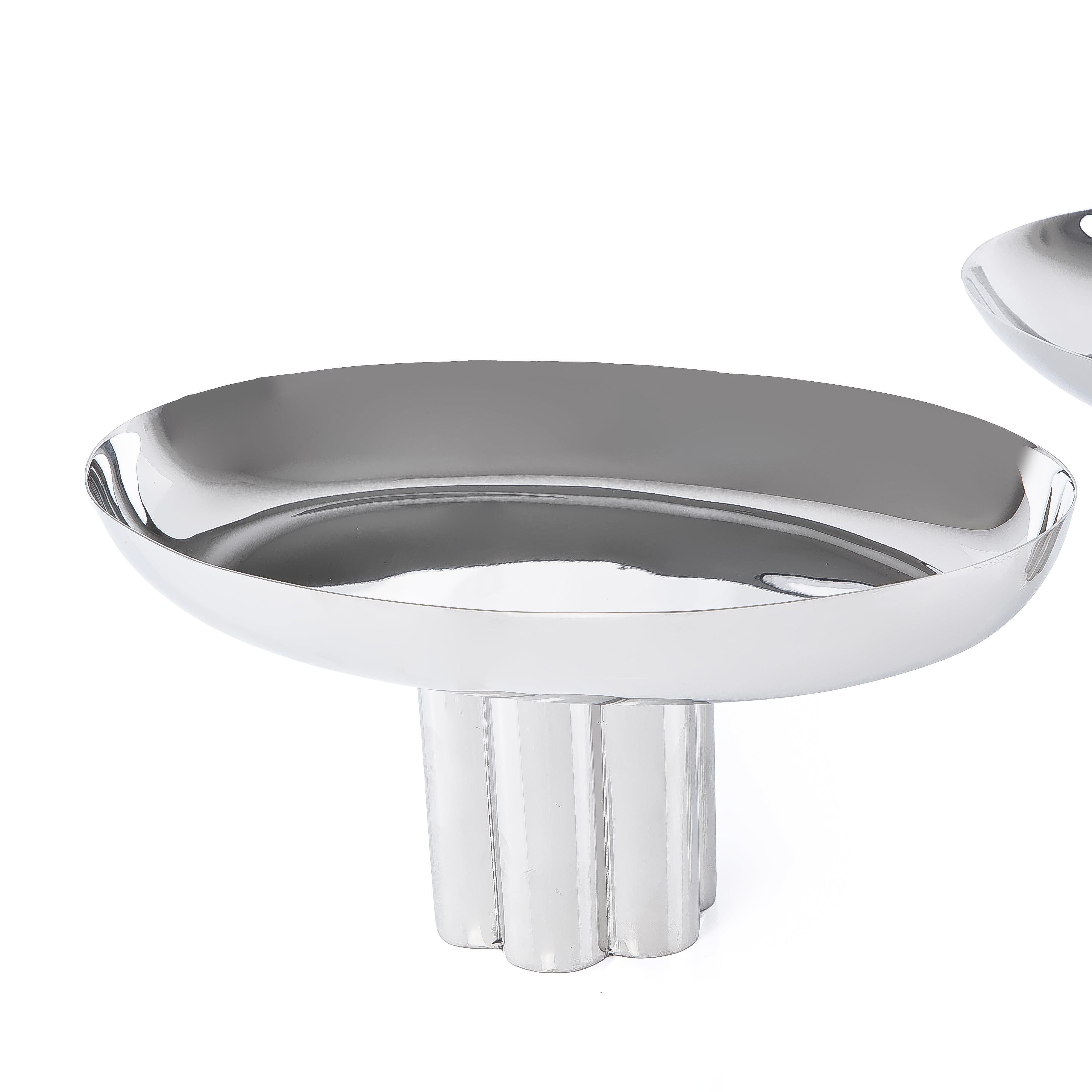 طقم مكون من 2 ستاند تقديم دائري معدن مع بوكس هدايا - فضي