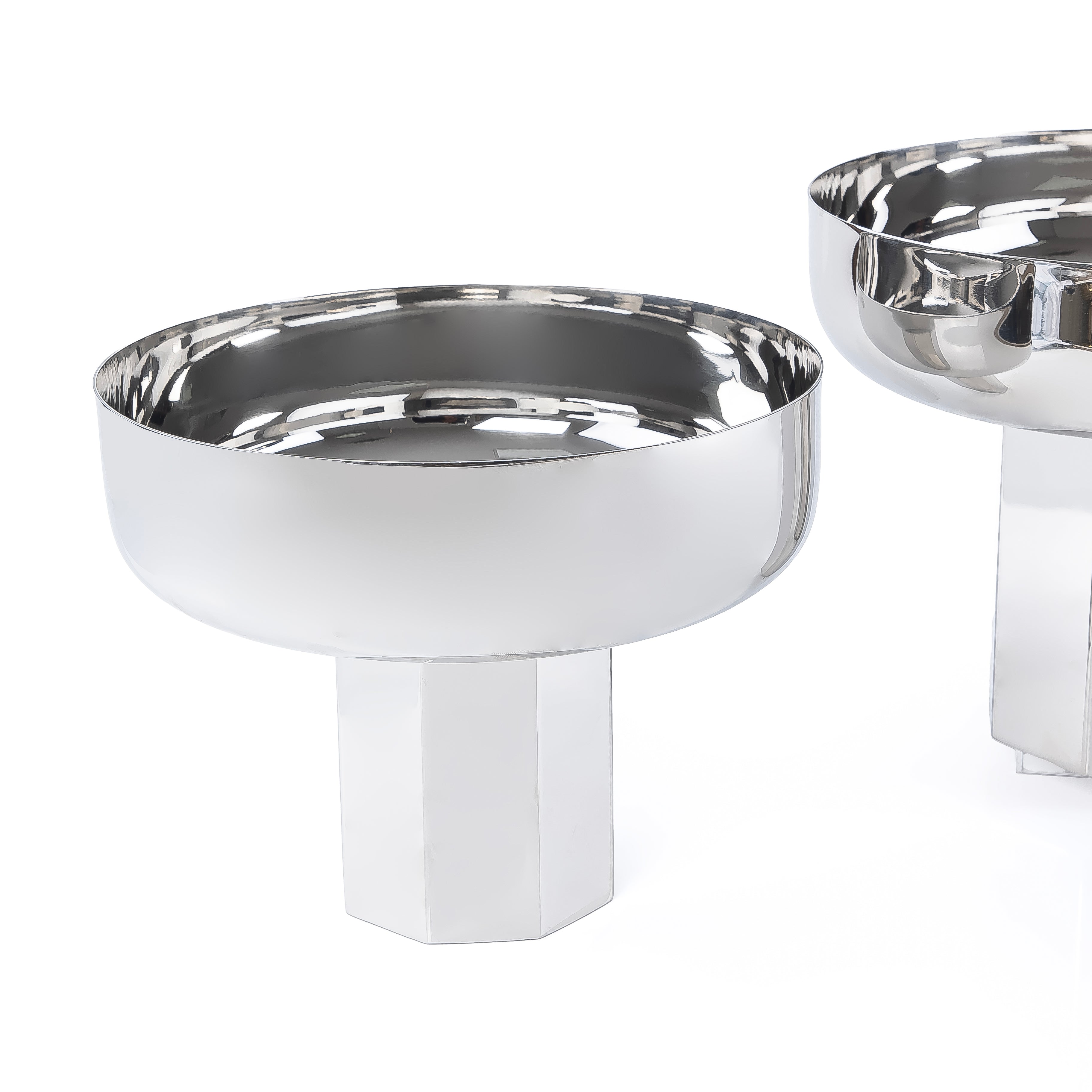 طقم مكون من 2 ستاند تقديم دائري معدن مع بوكس هدايا - فضي