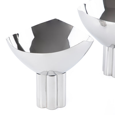 طقم 2 وعاء معدن للتقديم بقاعده مع بوكس للهديا - فضي